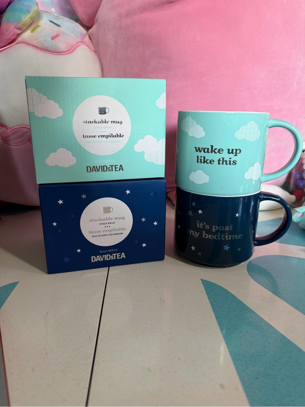 Stackable Mug Set - Mint & Navy David’s Tea 15oz x2
